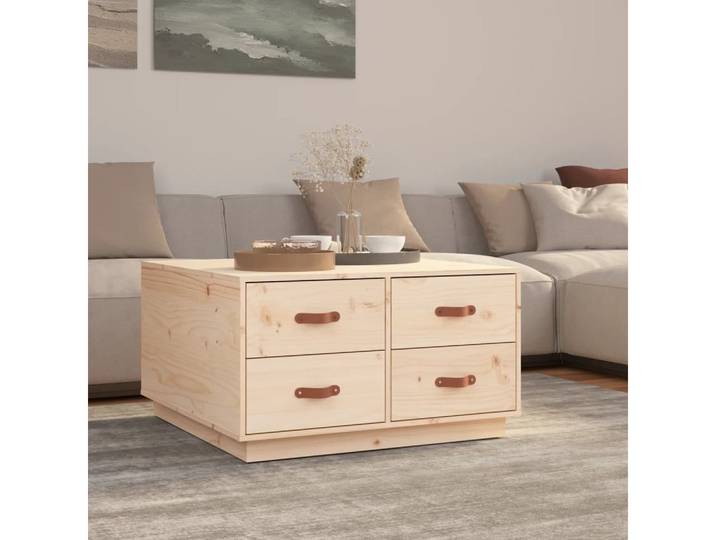 furnicato Couchtisch Praktischer aus massivem Kiefernholz 80x80x45 cm (1-St), Wohnzimmertisch mit vier Schubladen und viel Stauraum für Wohnraum