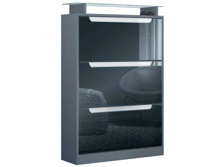 SCHUHSCHRANK Space Schwarz Hochglanz