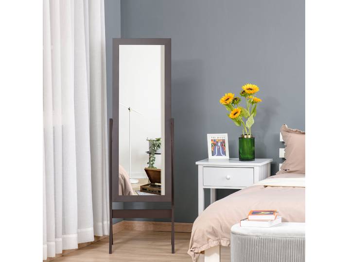 HOMCOM Miroir Pleine Longueur Inclinable Brun Foncé
