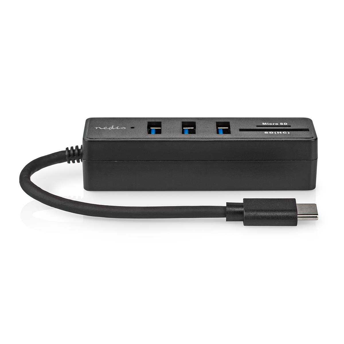 Nedis USB-C naar SD en MicroSD Kaartlezer, Zwart, 5 Gbit/s
