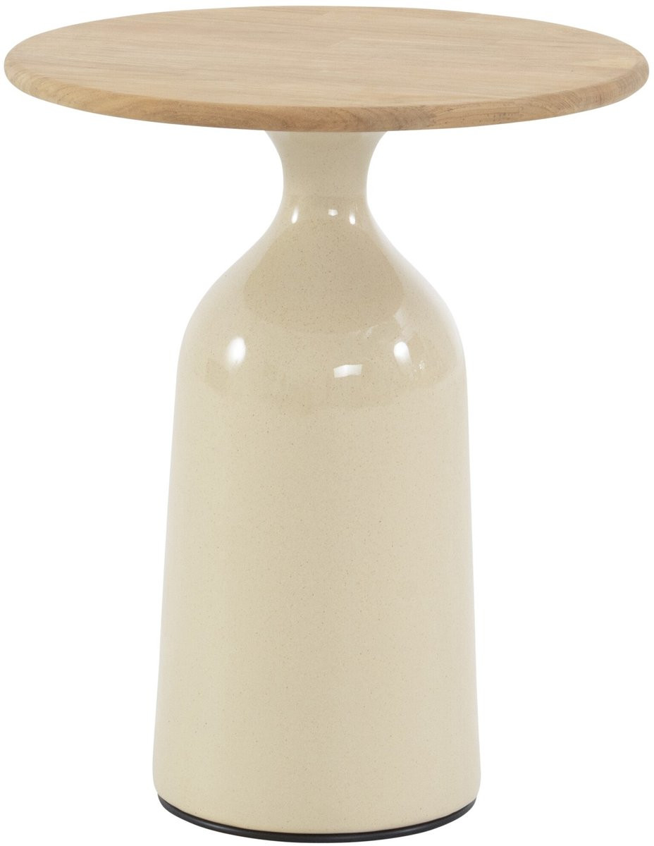 4 Seasons Outdoor June lounge tuintafel met hoogglans keramiek in creme, B: 45 cm, H: 55 cm