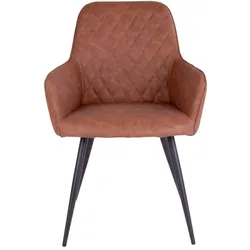 Esszimmerstühle aus Kunstleder in Braun Stahl in Schwarz (2er Set)
