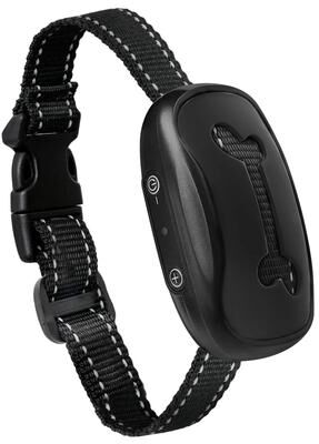 Inspire Select USB Rechargeable Anti Bark Dog Collar Smart Ultrasonic & Vibration Training Device For Safe Bark Control bone Black