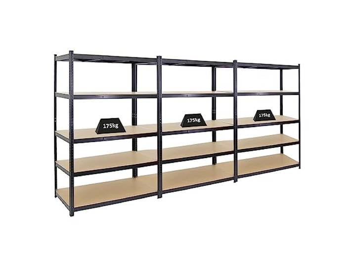 PROREGAL Mega Deal 3X Schwerlastregal Taurus Schwarz 180x120x60cm mit Fachlast 175kg Kellerregal, Steckregal, Garagenregal, Lagerregal