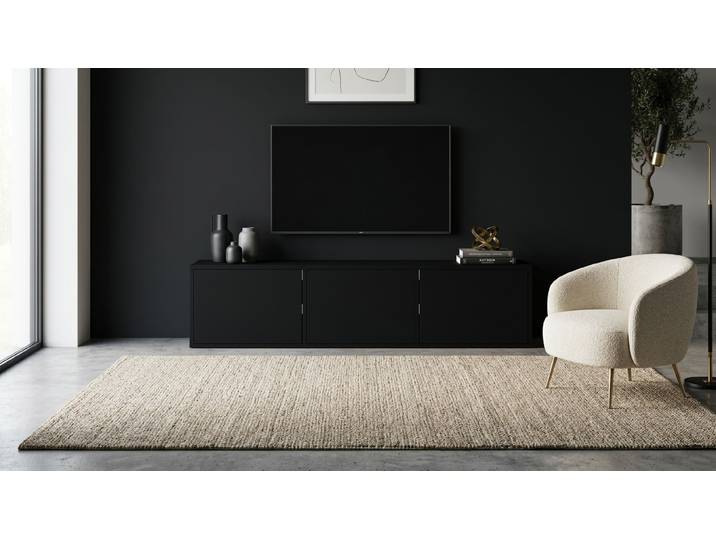 Schwarzes Lowboard – gratis Magazin MDF Lackiert Tiefs­chwarz RAL&nbsp;9005