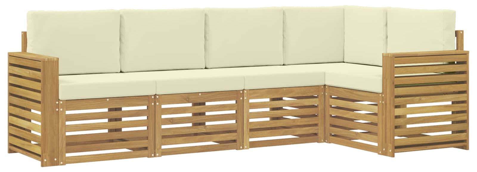 Garnitur aus 5 Outdoor-Sofas, weiß und cremefarben