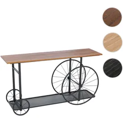 Konsolentisch HWC-Q67, Telefontisch Tisch, Reifen Industrial Retro Holz 81x150x40cm ~ braun Metall schwarz