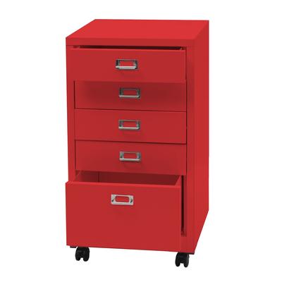 Proregal Rollcontainer | HxBxT 75x40x41cm | Metall 5 Schubladen | Rot | Schubladenschrank Stahlschrank Aktenschrank