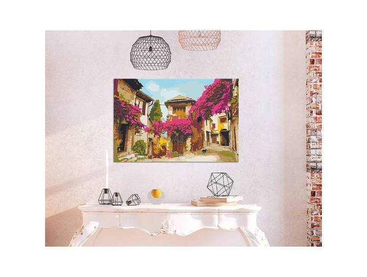 Malen nach Zahlen-mediterranes Städtchen Leinen Multicolor 40 x 50cm