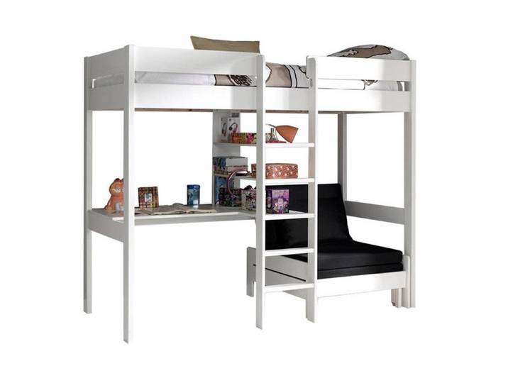 Lit Superposé & Mezzanine & Mezzanine Avec Fauteuil-Lit  Pino  90x200cm Blanc