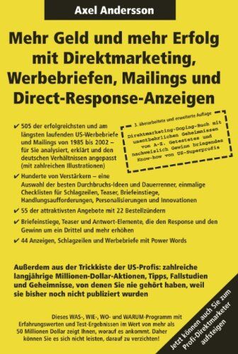 Axel Andersson - Mehr Geld und mehr Erfolg mit Direktmarketing, Werbebriefen, Mailings & Direct Response-Anzeigen - Preis vom 30.09.2026 09:01:18 h