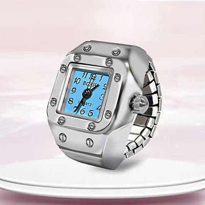 Vintage-Punk-Fingeruhr Mini-elastisches Armband Legierungs-Uhren Paar-Ringe Schmuck-Uhr Retro-Römische Quarz-Uhr Ring-Geschenk für Frauen Mädchen