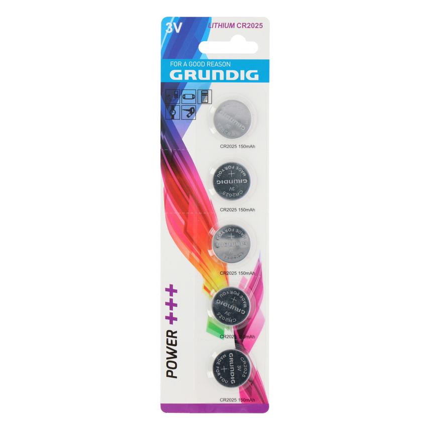 Grundig Lithium-Knopfzelle CR2025 3V 5er Blister (5 Stk., CR2025) (871125253894)