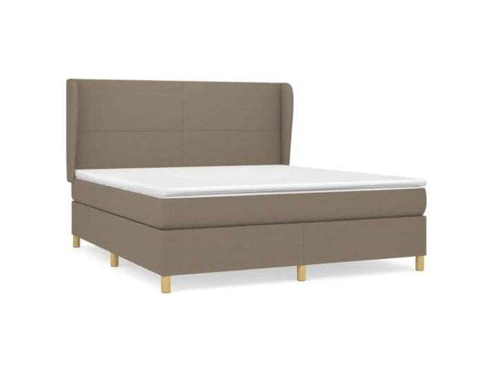 PUGYNBK Boxspringbett, 160 x 200 cm, grauer Stoff, Taupe Höhenverstellbares Kopfteil, Taschenfederkernmatratze, mittlere Härte, atmungsaktiv