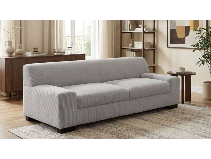 3-Sitzer GOODPRODUCT Faxxe 212 x 85 cm, zeitlos und elegant, mittelfeste Polsterung , hellgrau, B:212cm H:74cm T:85cm, Sofas, 3-Sitzer, aus haustierfreundlichem Pet Friendly Cord