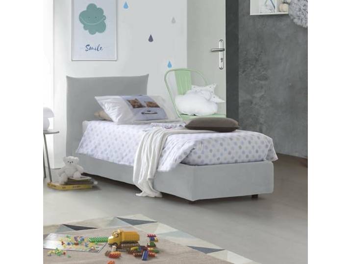 Talamo Italia - Clarissa Einzelbett, Bettkasten mit Stoffbezug, 100 % Made in Italy, Öffnung vorne, geeignet für Matratze 80x190 cm, Weiß