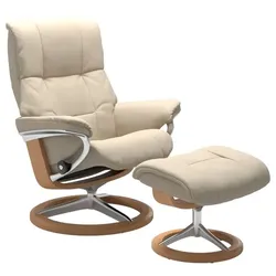 Stressless Sessel mit Hocker Mayfair Signature Leder Beige Batick Cream M (Medium)