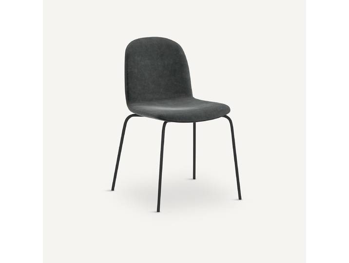 AM.PM Chaise en velours, empilable, TIBBY Gris Éléphant