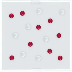Wandlampe Glas Deckenleuchte satiniert Flurleuchte Wohnzimmerlampe, rote und klar Glassteine, 2x E14, LxBxH 29 x 29 x 6,5 cm