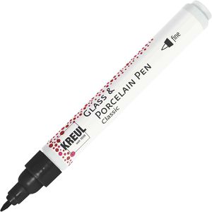 Kreul Porzellanstifte Glass & Porcelain Pen Classic, 16412, schwarz, Rundspitze 1-2 mm, spülmaschinenfest