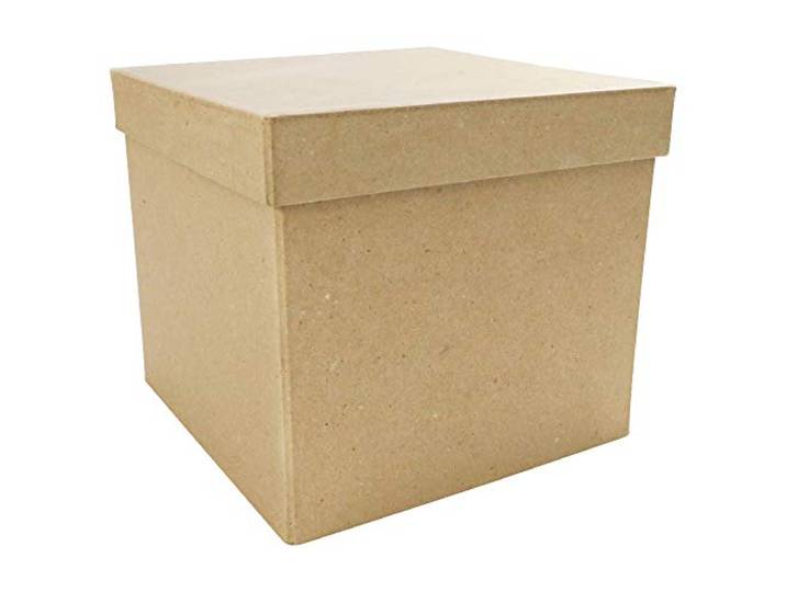 Décopatch Mache Hoge Vierkante Doos, 16x16x14cm, Bruin