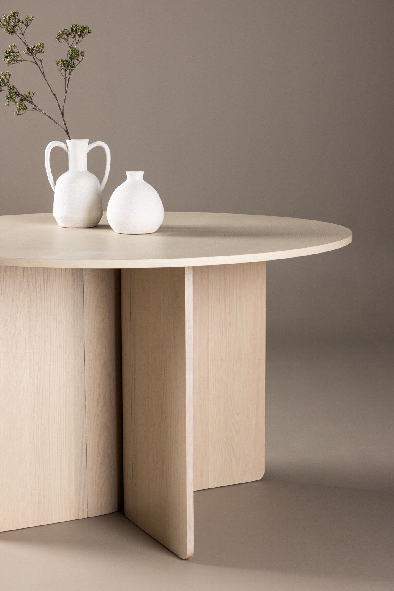 Esstisch VENTURE HOME "Tyresö, runder Esstisch, robust, Ø 120 cm", beige (weißwash, weißgewaschen), B:120cm H:76cm T:120cm, Tische, Esstisch, Esszimmertisch, MDF, rund, gesellig, pflegeleicht