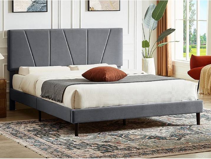 Gepolstertes Bett SAVANA VELVET 120x200 cm grau