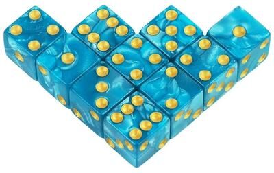 Inspired Finds 16mm Marble Style D6 Dice Set For Board Games And Math Activities sky Blue