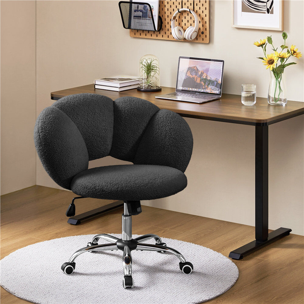 Yaheetech Boucle 360 Swivel Height Adjustable Task Chair Black 82cm H X 70cm W X 60cm D