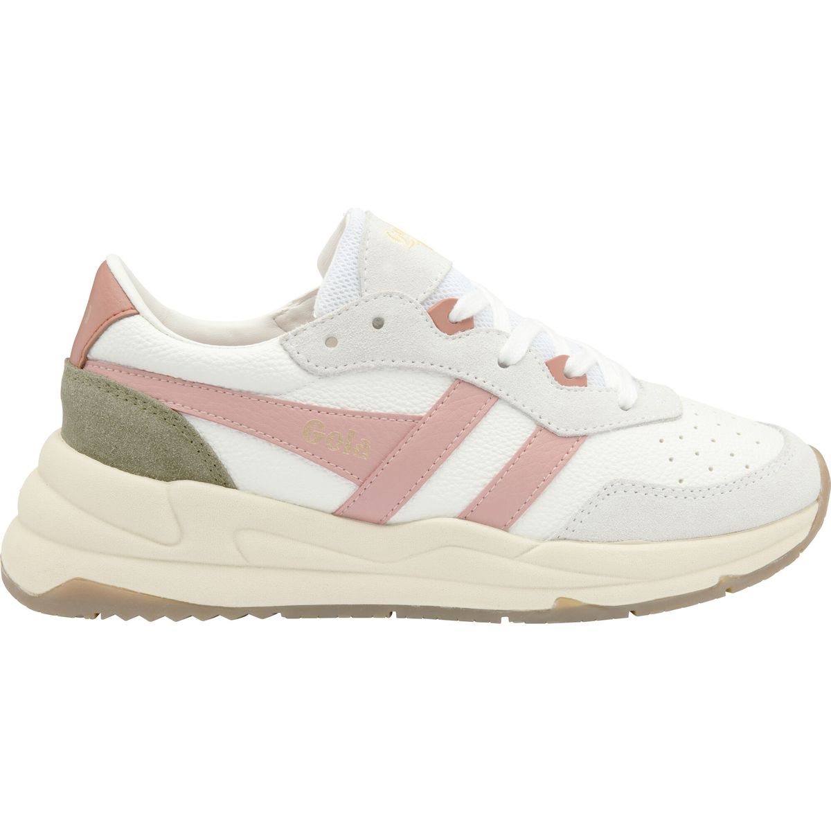 Gola Saturn Sneaker Women white/coral pink/khaki (WU) 8 CLB522-WU-8-whitecoralpinkkhaki