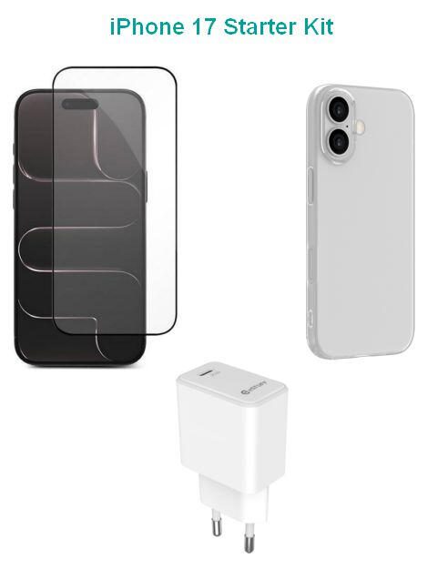 eSTUFF Kit für iPhone 17 - Ladegerät, Schutzhülle und Schutzfolie ES-KIT-IPH17
