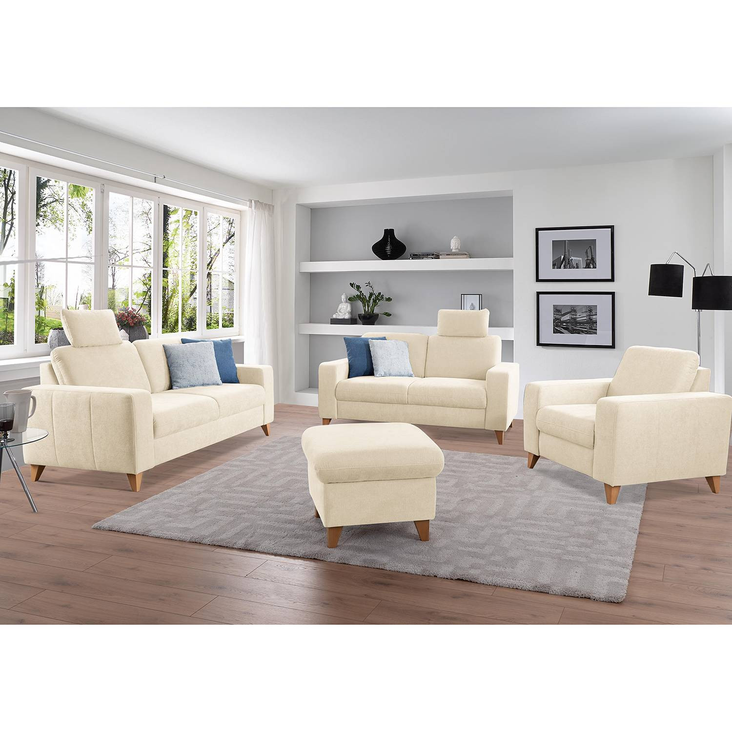 home24 Fauteuil Gothem beige geweven stof Palila B/D/H: 98 x 88 x 88 cm