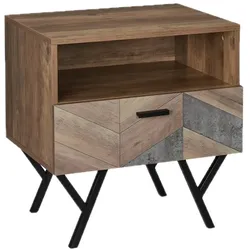 Relaxdays Nachttisch mit Schublade, Industrial Style, Wohn- & Schlafzimmer Beistelltisch, HxBxT: 53 x 50 x 42 cm, braun