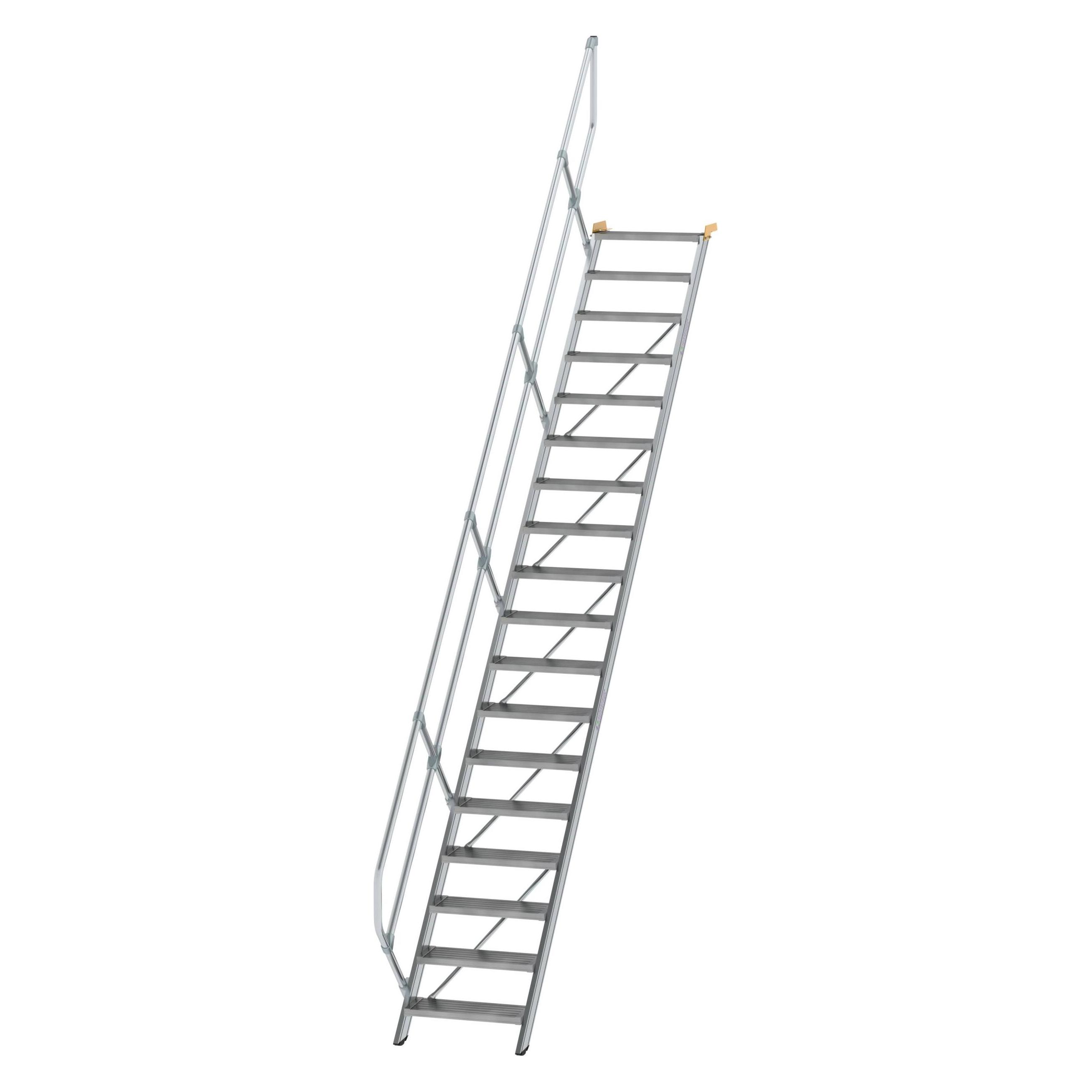 Munk Treppe 45° Stufenbreite 600 mm 18 Stufen Aluminium geriffelt (Gerüst, 60 cm) (600258)