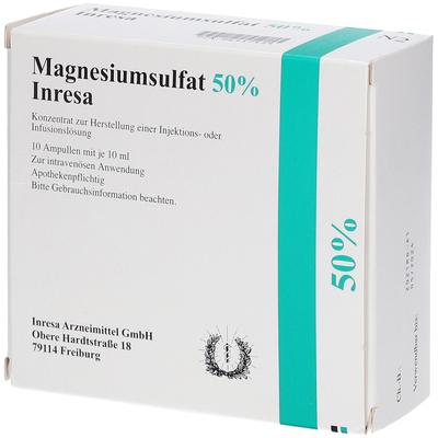 Magnesiumsulfat 50% Inresa Konz.z.H.e.Inj.-/Inf.L. 10x10 ml Konzentrat z. Herst. einer Inj.- oder Infus.lösung