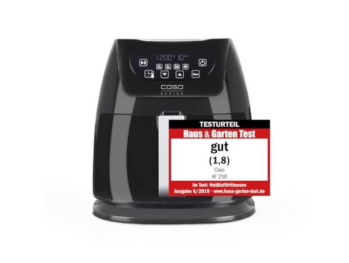 CASO AF250 Heißluftfritteuse 3 L Frittier-Korb für 1 kg, 60-200°C, Leistungsstark 1400 W, gesünder frittieren, Edelstahl-Innenraum, schwarz