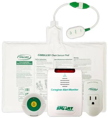 Smart Caregiver """Smart Outlet, Cordless Monitor With CordLess Weight-Sensing Chair Pad (10""x15"") System"""
