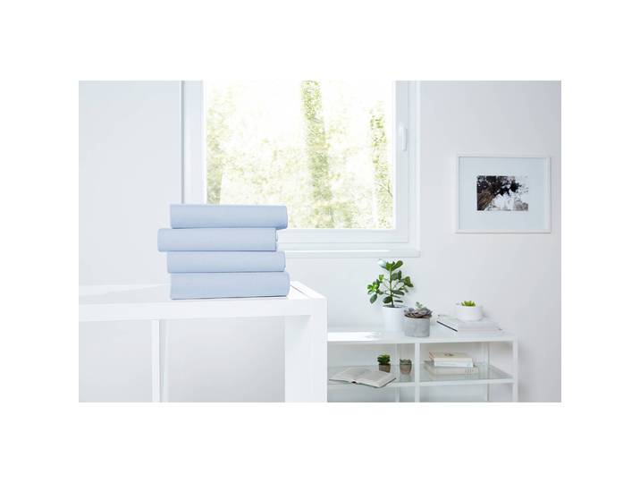 Drap-housse en jersey Lom 100 x 200cm Bleu/Bleu ciel cannelure fine