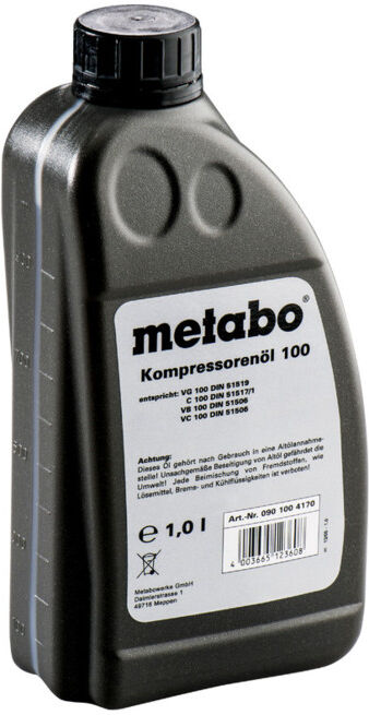 Huile pour compresseur, 1 litre, pour compresseur à piston metabo (0901004170)
