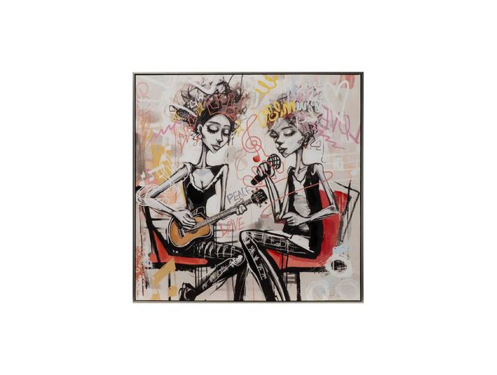 Handbemaltes, gerahmtes Bild „Let The Musik Play“ 80 x 80 cm Multicolor Crea Collection