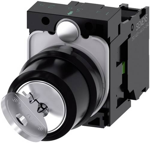 Siemens 3SU11004BF111BA0 3SU1100-4BF11-1BA0 Schlüsselschalter Frontring Kunststoff Schwarz, Grau 1 x 90° Schlüsselentriegelung