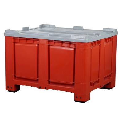 Palettenboxen m. Deckel 680l 120x100x79 cm Rot 4 Füssen