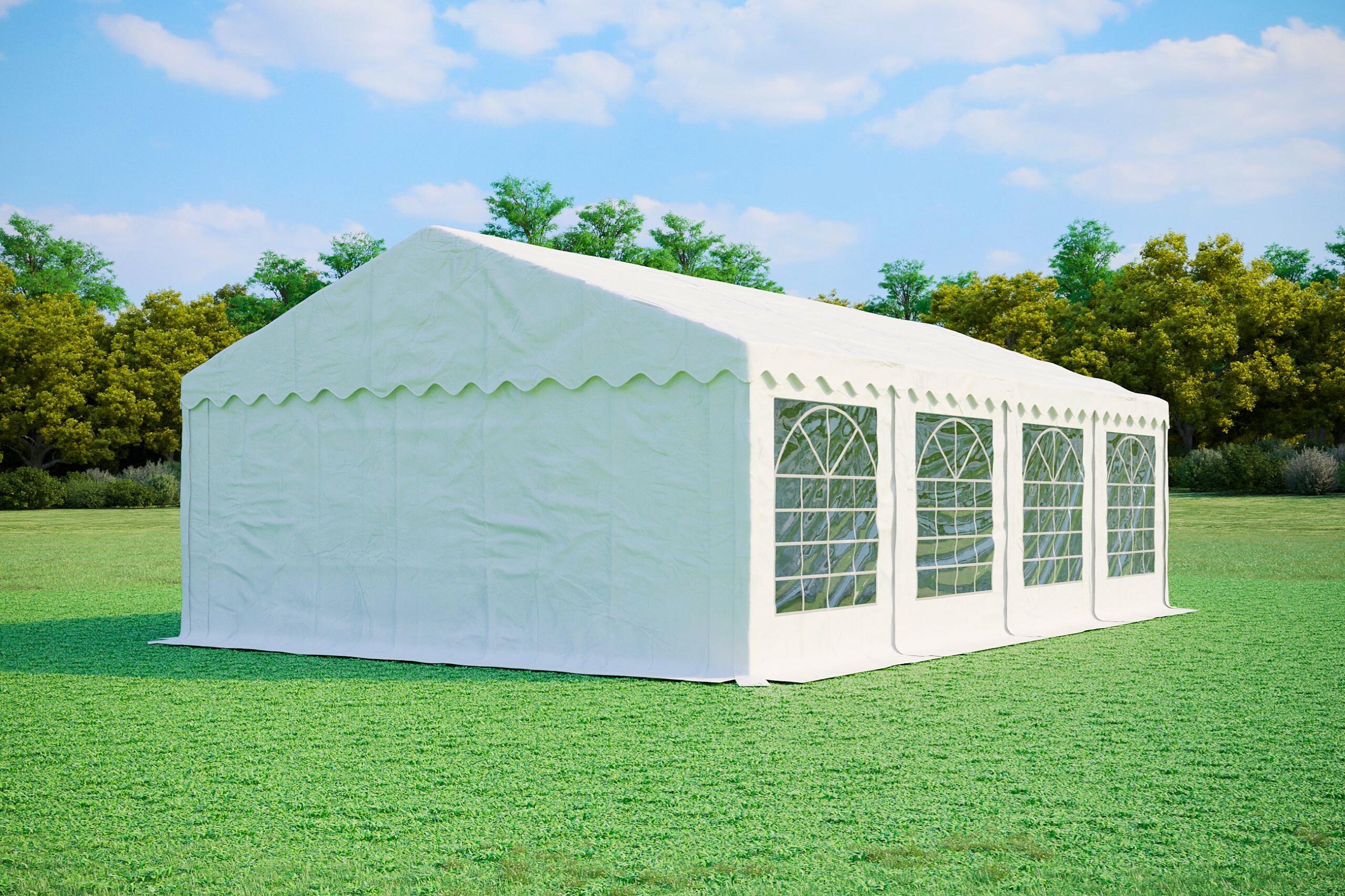 Partyzelt 5x8m - PVC Premium Feuerfest - Weiß