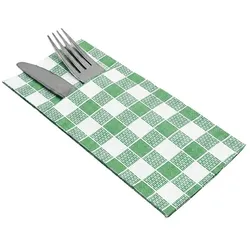 MONOUSO - Grün Besteckserviette aus Papier "Vichy" 40x40cm (960 Stück)