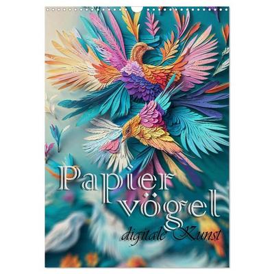Papiervögel - Digitale Kunst (Wandkalender 2026 DIN A3 hoch), CALVENDO Monatskalender