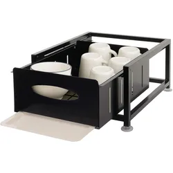 Schrankschublade MCW-N51 mit Tablett, Küchen-/Geschirrablage Schrankauszug ausziehbar, Metall 19x34x42cm ~ schwarz