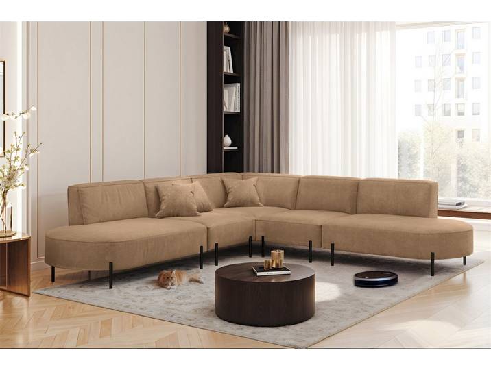 Fun Möbel Ecksofa Sofa VALENCIA Seite universal, Rundumbezug