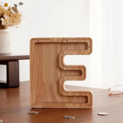 Inspired Finds Wooden Alphabet Piggy Bank A To Z Transparent Acrylic Money Box Children Toy Storage Decor e