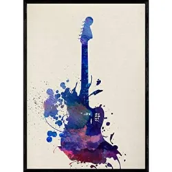 POSTER Gitarre Aquarell A4 Rahmenlos
