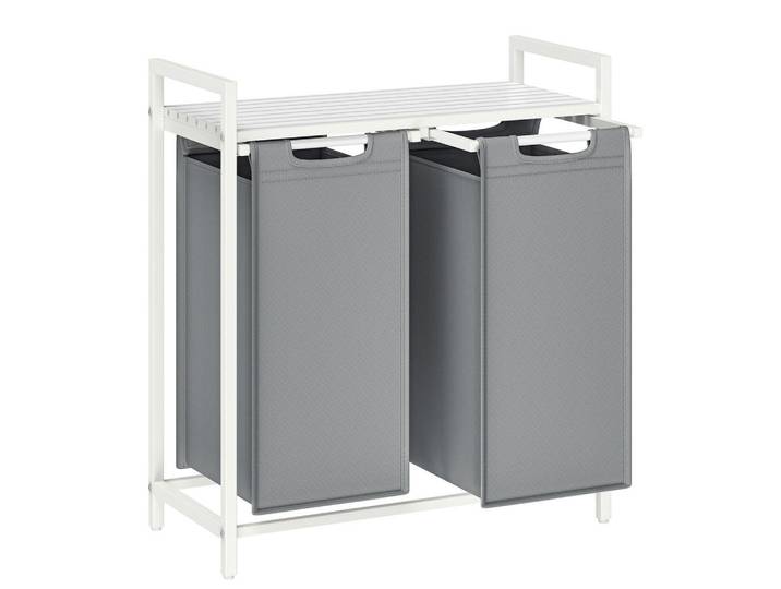Mid.you Wäschekorb, Weiß, Grau, Metall, 92 l, rechteckig, 73x72x33 cm, zusammenfaltbar, Haushalt & Reinigung, Wäschepflege, Wäschekörbe & Wäschetonnen